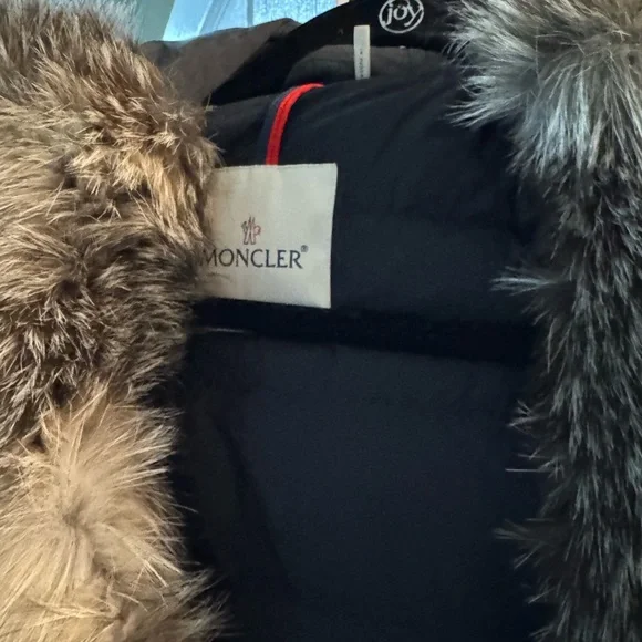 AUTHENTIC Moncler Black Fur-Trimmed Puffer Coat MONCLER size 2 US Medium - Picture 4 of 5